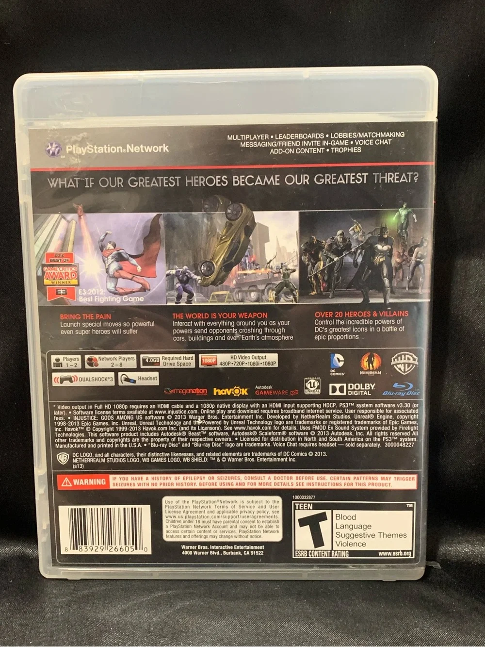 INJUSTICE Gods Among Us PS3 Video Game Rated T EUC